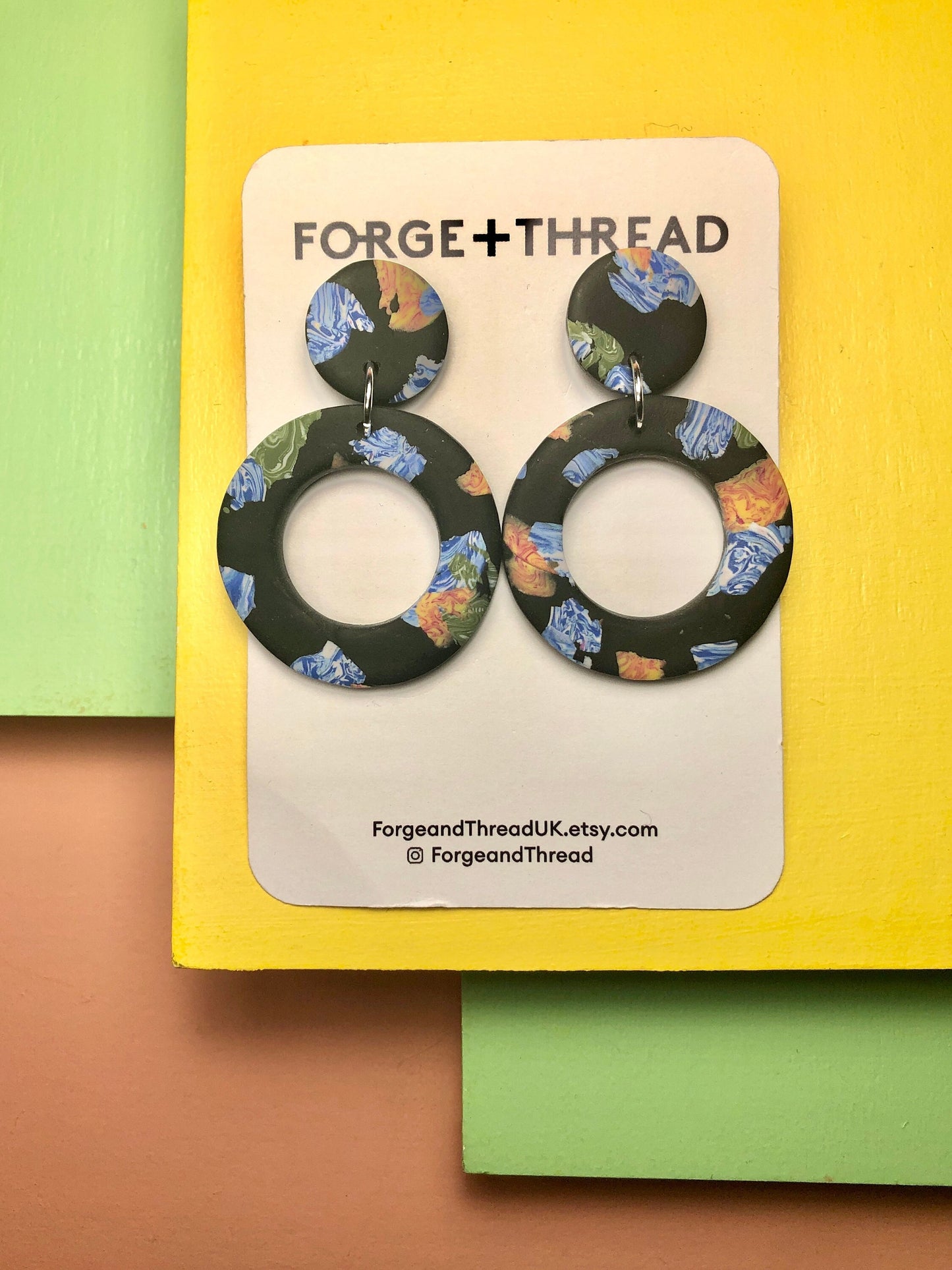 BLACK TERRAZZO DOUGHNUT EARRINGS