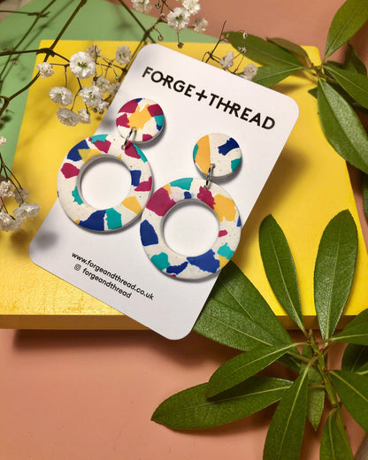 WHITE TERRAZZO DOUGHNUT EARRINGS